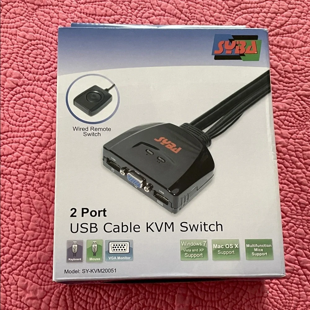 NWT Syba 2 Port USB Cable KVM Switch NIB unused
